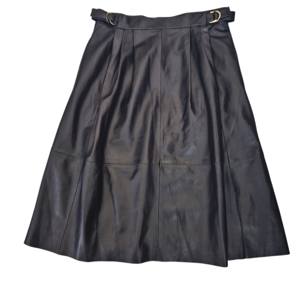 Derek Lam  Black Lambskin Leather Skirt 8